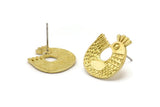 Brass Bird Earring, 2 Raw Brass Bird Stud Earrings (19x17x1.5mm) N1726
