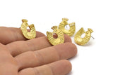 Brass Bird Earring, 2 Raw Brass Bird Stud Earrings (19x17x1.5mm) N1726