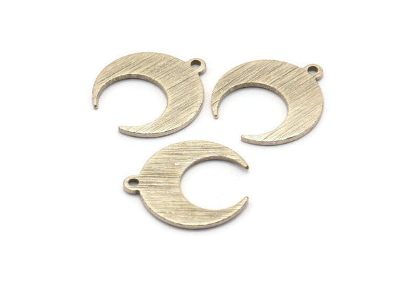 Silver Moon Charm, 12 Textured Antique Silver Plated Brass Crescent Moon With 1 Loop, Earrings (16x14x0.80mm) M01572 H1015