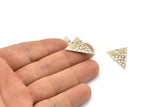 Silver Triangle Charm, 12 Antique Silver Plated Brass Triangle Charms With 1 Hole, Pendants, Findings (23x18x0.80mm) D953 H1155