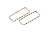 Silver Rectangle Connector, 12 Antique Silver Plated Brass Rectangle Connectors (11.4x30.2x1mm) D0220 H0656