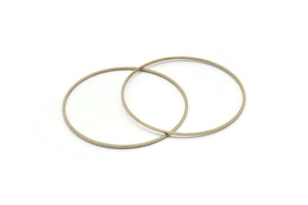 50mm Silver Rings - 12 Antique Silver Brass Circle Connectors (50x1x1mm) BS 1083 H0018