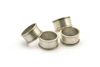 Silver Channel Ring - 1 Antique Silver Plated Brass Channel Ring Settings (19mm) N0479 H0020