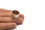 Silver Channel Ring - 1 Antique Silver Plated Brass Channel Ring Settings (19mm) N0479 H0020