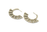 Geometric Earring Findings, 2 Antique Silver Plated Brass Semi Circle Textured Earring Findings (44x34x1.8mm) BS 2059 H0563