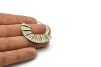 Geometric Earring Findings, 2 Antique Silver Plated Brass Semi Circle Textured Earring Findings (44x34x1.8mm) BS 2059 H0563