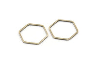 Silver Hexagon Ring, 25 Antique Silver Plated Brass Hexagon Ring Charms (20x1mm) Bs 1225 H0803