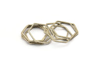 Silver Hexagon Ring, 25 Antique Silver Plated Brass Hexagon Ring Charms (20x1mm) Bs 1225 H0803