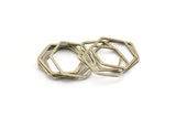 Silver Hexagon Ring, 25 Antique Silver Plated Brass Hexagon Ring Charms (20x1mm) Bs 1225 H0803