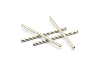 Silver Copper Tube, 10 Antique Silver Plated Copper Long Tubes (2.5x50mm) D0337