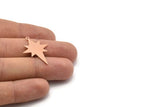 Copper Pole Star Blank, 6 Raw Copper, Copper Blanks, Copper Pole Star Blanks (27x22x0.80mm) M02789