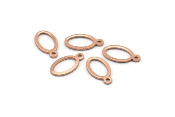 Copper Oval Charm, 25 Raw Copper Oval Charms With 1 Loop, Blanks (14x8x0.80mm) M02752