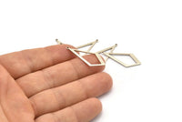 Silver Diamond Charm, 12 Antique Silver Plated Brass Rhombus Charms With 1 Loop, Earrings, Findings (31x14x0.80mm) D1138 H1141