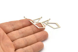 Silver Diamond Charm, 12 Antique Silver Plated Brass Rhombus Charms With 1 Loop, Earrings, Findings (31x14x0.80mm) D1138 H1141