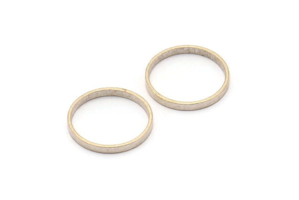 Silver Circle Connectors - 24 Antique Silver Plated Brass Circle Connectors (18x0.8x2mm) D0310 H0642