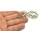 Lotus Flower Charm, 2 Antique Silver Plated Brass Hammered Lotus Flower Textured Pendants With 1 Loop (35x31x1.5mm) BS 1919 H0865