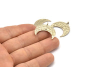 Hammered Crescent Pendant, 2 Antique Silver Plated Brass Hammered Crescent Pendants With 1 Loop and 1 Hole (25x10x1mm) U146 H0434