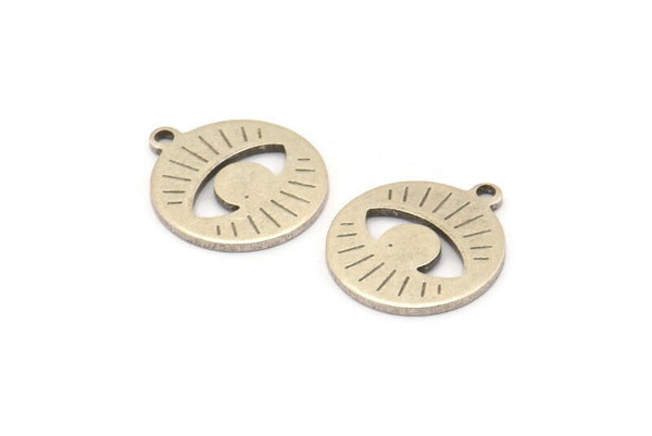 Silver Eye Charm, 12 Antique Silver Plated Brass Eye Charms With 1 Loop, Pendants, Earrings (17x15x1mm) D947 H1042