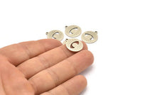 Silver Eye Charm, 12 Antique Silver Plated Brass Eye Charms With 1 Loop, Pendants, Earrings (17x15x1mm) D947 H1042