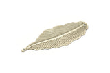 Silver Leaf Charm, 3 Antique Silver Plated Brass Leaf Pendant with 2 Holes (59x23mm) D0064--C030 H1364