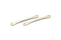 Silver Hammered Connector, 4 Antique Silver Plated  Brass Hammered Connectors With 2 Holes (48.5x6x2.1mm) D0050 H0639