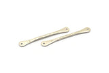 Silver Hammered Connector, 4 Antique Silver Plated  Brass Hammered Connectors With 2 Holes (48.5x6x2.1mm) D0050 H0639