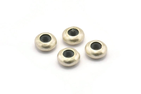 Silver Bead Keeper, 12 Antique Silver Plated Brass Bead Keeper, Silicone And Brass, Rondelle (9.5x4.3mm) BS 1741 H0088