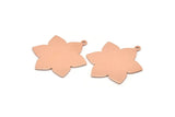 Copper Flower Charm, 4 Raw Copper Flower Charms With 1 Loop (28x25x0.80mm) M02773