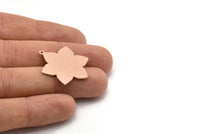 Copper Flower Charm, 4 Raw Copper Flower Charms With 1 Loop (28x25x0.80mm) M02773