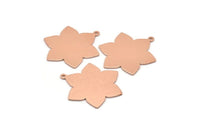 Copper Flower Charm, 4 Raw Copper Flower Charms With 1 Loop (28x25x0.80mm) M02773