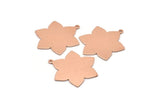 Copper Flower Charm, 4 Raw Copper Flower Charms With 1 Loop (28x25x0.80mm) M02773