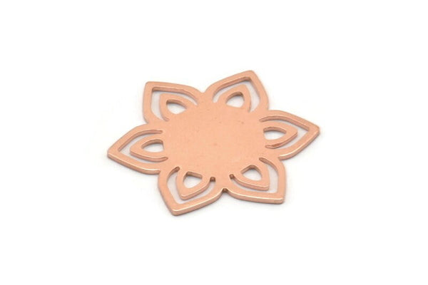 Copper Flower Blank, 4 Raw Copper Flower Blanks (28x25x0.80mm) M02774