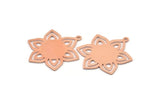 Copper Flower Charm, 4 Raw Copper Flower Charms With 1 Loop (28x25x0.80mm) M02775
