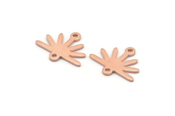Copper Sun Charm, 24 Raw Copper Sun Charms With 2 Loops (12x15x0.80mm) M02785
