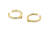 Brass Ring Settings, 6 Raw Brass Round Ring With 1 Stone Setting - Pad Size 2mm N1759