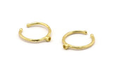 Brass Ring Settings, 6 Raw Brass Round Ring With 1 Stone Setting - Pad Size 2mm N1759