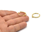 Brass Ring Settings, 6 Raw Brass Round Ring With 1 Stone Setting - Pad Size 2mm N1759