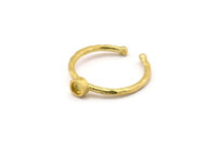 Brass Ring Settings, 6 Raw Brass Round Ring With 1 Stone Setting - Pad Size 3mm N1760
