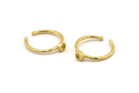 Brass Ring Settings, 6 Raw Brass Round Ring With 1 Stone Setting - Pad Size 3mm N1760