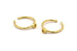 Brass Ring Settings, 6 Raw Brass Round Ring With 1 Stone Setting - Pad Size 3mm N1760