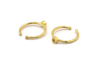 Brass Ring Settings, 6 Raw Brass Round Ring With 1 Stone Setting - Pad Size 3mm N1760