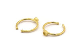 Brass Ring Settings, 6 Raw Brass Round Ring With 1 Stone Setting - Pad Size 3mm N1760