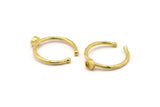 Brass Ring Settings, 6 Raw Brass Round Ring With 1 Stone Setting - Pad Size 3mm N1760