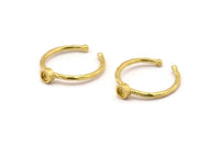 Brass Ring Settings, 6 Raw Brass Round Ring With 1 Stone Setting - Pad Size 3mm N1760
