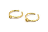 Brass Ring Settings, 6 Raw Brass Round Ring With 1 Stone Setting - Pad Size 3mm N1760