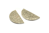 Hammered Half Moon, 2 Hammered Antique Silver Plated Brass Semi Circle Blanks (30x15x1.2mm) N0209 H0035