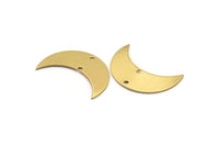 Moon Phase Pendant, 10 Raw Brass Crescent Shaped Pendants with 2 Holes (30x11x0.80mm) D0081