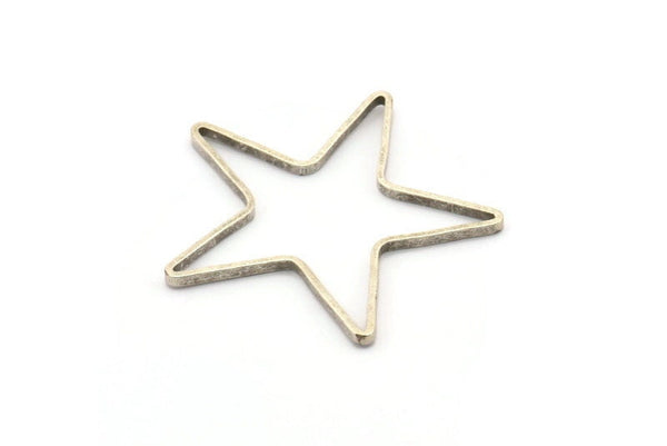 Huge Brass Star Pendant, 12 Antique Silver Plated Brass  Star Ring, Charms (42x2x1mm) MB-9-25 H0021