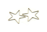 Huge Brass Star Pendant, 6 Antique Silver Plated Brass  Star Ring, Charms (42x2x1mm) MB-9-25 H021