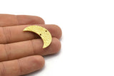 Hammered Crescent Charm, 4 Raw Brass Hammered Moons with 2 Holes (30x11x1.2mm) N0388